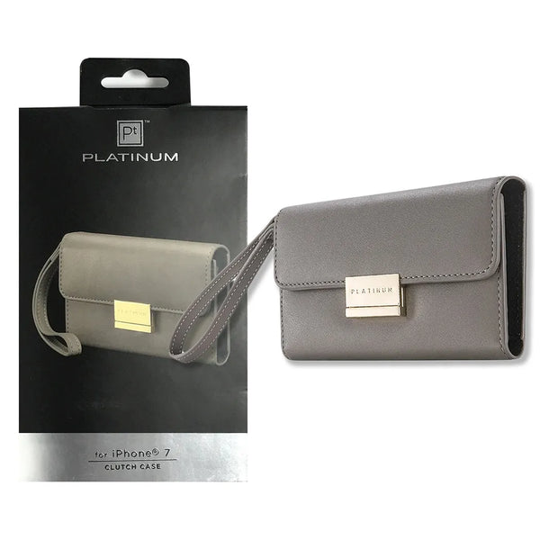 Platinum Clutch Wallet Card Slots Wrislet Case für Apple iPhone 7 4.7-Grau
